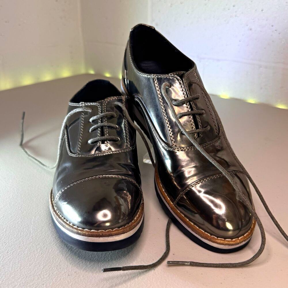 Limelight silver metallic platform oxford shoes womens 8.5 lace up